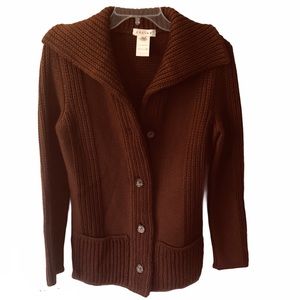 Celine soft wool button up Cardigan Sweater Brown